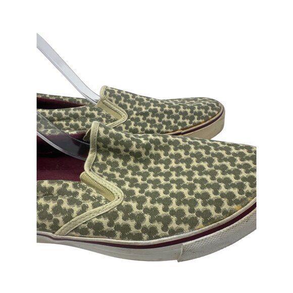 Disney Parks Mickey Mouse Head Green Canvas Slip On Sneakers Mens Shoes Sz 9 - Picture 2 of 11